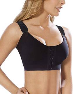 SHAPERX Damen Sport-BH nach Operationen mit Vorderverschluss, schwarz, small von SHAPERX