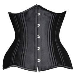 SHAPERX Damen Waist Training Cincher Shaper Korsage 24 Doppelte Stahl Korsett Heavy Duty Unterbrust Corsage, UK-DT1971-Black-2XL von SHAPERX