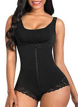 SHAPERX Shapewear Bauchweg Body Shaper Figurformender Formende Fajas Colombianas Shaping Bodysuit, UK-SZ7200-Black-5XL von SHAPERX