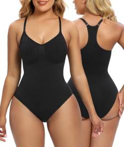 SHAPERX Shapewear Damen Bauchweg Bodysuit Formende Bodys Abnehmen Shaping Body suits Sculpting Shaper Racerback, UK-SZ5305-Black-2XL/3XL von SHAPERX