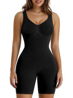 SHAPERX Shapewear Damen Bauchweg Stark Formend Body Shaper Overall-Shorts Abnehmen Shaping Bodysuit, UK-SZ5310-Black-XXS/XS von SHAPERX