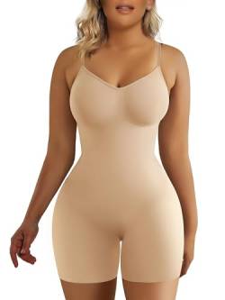 SHAPERX Shapewear für Damen Figurformender Body Shaper Bauchweg Formende Bodys Abnehmen Shaping Bodysuit, UK-SZ5218-Beige-2XL/3XL von SHAPERX