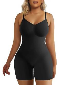 SHAPERX Shapewear für Damen Figurformender Body Shaper Bauchweg Formende Bodys Abnehmen Shaping Bodysuit, UK-SZ5218-Black-S/M von SHAPERX