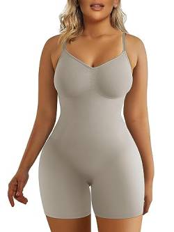 SHAPERX Shapewear für Damen Figurformender Body Shaper Bauchweg Formende Bodys Abnehmen Shaping Bodysuit, UK-SZ5218-Grey-4XL/5XL von SHAPERX