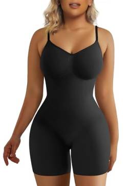 SHAPERX Shapewear für Frauen Bauchweg Bodysuit Mid Thigh Butt Lifter Body Shaper Shorts, Schwarz, L-XL von SHAPERX