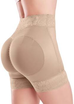SHAPSHE Butt Lifting Shapewear Body Shaper Shorts Bauchkontrolle Unterwäsche für Frauen Oberschenkel Slimming Shapewear Höschen, Beige, Small von SHAPSHE
