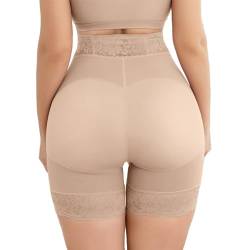 SHAPSHE Shapewear Damen Bauchweg Unterhose Push Up Bauch Kontrolle Miederhose Mit Bein Miederpants Hohe Taille Body Shaper Figurformende Hose Mit Bauchdeckenstraffung Für Damen Beige L von SHAPSHE