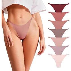 SHARICCA Damen Brazilian Slip Nahtlos Hipster Unterhosen Weich Frauen Unterwäsche Bequem Damen Atmungsaktiv Sexy Panties 7 Pack (Mehrfarbig01, XL) von SHARICCA