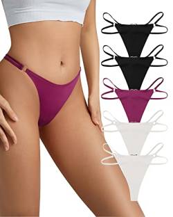 SHARICCA Damen Nahtlos Tangas Neuartiges Design G String Unterhose Frauen Hipsters Sexy Atmungsaktiv Panties 5 Pack (Mehrfarbig-01, M) von SHARICCA