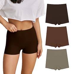 SHARICCA Damen Shorts Radlerhose Unterhose Hotpants Kurze Hose Hohe Taille Boxershorts aus Viskose 3er Pack (3P04, L) von SHARICCA