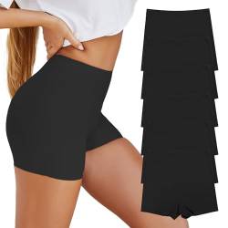 SHARICCA Damen Shorts Radlerhose Unterhose Hotpants Kurze Hose Hohe Taille Boxershorts aus Viskose 6er Pack (6Pack Schwarz, L-1) von SHARICCA