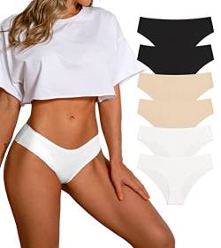 SHARICCA Damen Unterhosen Nahtlos Atmungsaktiv Stretch Damen Slips Hipster Bequeme Unterwäsche für Frauen Mehrpack (6er Pack-Mehrfarbig-06, XL) von SHARICCA
