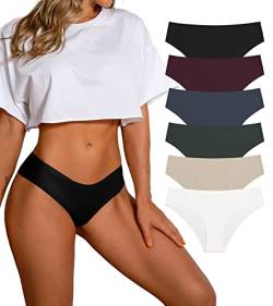 SHARICCA Damen Unterhosen Nahtlos Atmungsaktiv Stretch Damen Slips Hipster Bequeme Unterwäsche für Frauen Mehrpack (6er Pack-Mehrfarbig-10, L) von SHARICCA