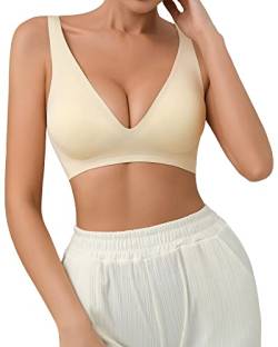 SHARICCA Glatter BHS Damen Bügelloser BH Starker Halt Grosse Grössen Bra Atmungsaktiver und Ultrakomfortabler Schlaf BH Sport BHS Für Damen Bra(Fleischfarben-1P03-S) von SHARICCA