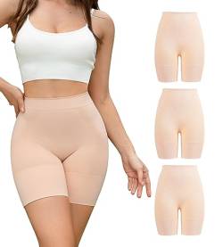 SHARICCA Nahtlos Damen Unterhosen Radlerhose Hohe Taille Boxershorts für Yoga Fitness Täglich Tragen (3P01-Mehrfarbig, M) von SHARICCA
