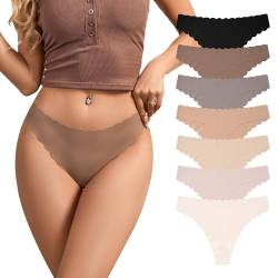 SHARICCA Nahtlos Unsichtbarer Tangas Unterwäsche Frauen No Show Thong mit Niedriger Taille Seamless Slips Höschen Weich Panties Set(Mehrfarbig-7P01,L) von SHARICCA