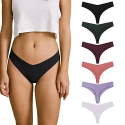 SHARICCA Nahtlose String Tanga Damen Unsichtbarer Tangas Unterwäsche Frauen mit Niedriger Taille 6er Pack (Mehrfarbig-03, M) von SHARICCA