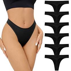 SHARICCA Nahtlose Tangas für Frauen, sexy, atmungsaktiv, No-Show-Tanga, Unterwäsche, Damen, Multipack, (6er-Pack) Schwarz, S von SHARICCA