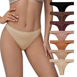 SHARICCA Nahtlose Tangas für Frauen, sexy, atmungsaktiv, No-Show-Tanga, Unterwäsche, Damen, Multipack, (7 Pack) Daily Beige, M von SHARICCA