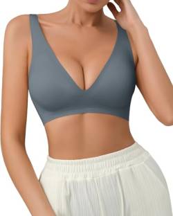 SHARICCA Nahtloser BH Push up BH Ohne Buegel Halbschalen BH Ohne Bügel Gepolstert Seamless Bra Tshirt BH Bralette Haltungskorrektur (DarkGrey-1P03-XL) von SHARICCA