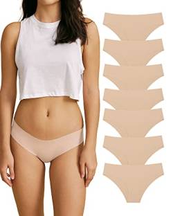 SHARICCA Nahtloser frecher Bikini, unsichtbar, atmungsaktiv, weich, dehnbar, Multipack, (7er-Pack) Beige, L von SHARICCA