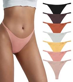 SHARICCA Seamless String Damen Unsichtbarer Weich Unterhosen Damen Nahtlos Thong (7P01-Mehrfarbig, XL) von SHARICCA