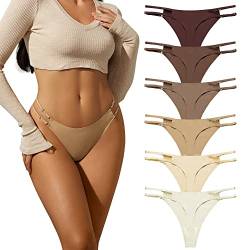 SHARICCA Seamless String Tanga Damen Atmungsaktiv Sexy Slip Nahtlos Hipster Bikini Damen Comfortable Unterhosen 6 Pack (Mehrfarbig-02, XL) von SHARICCA