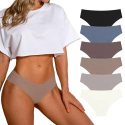SHARICCA Seamless Unterwäsche Damen Nahtlose Slips Ohne Naht Damen Brazilian Unterhose Atmungsaktiv Weich Panties für Frauen (Mehrfarbig-6P14 M) von SHARICCA