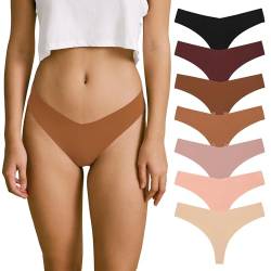 SHARICCA Strings Set Seamless Tangas Damen Nahtlose Unterhosen Sexy Mehrfarbig No Show Seamless Atmungsaktiv Thong Slip 7er-Pack Set (Mehrfarbig-7P09 XS) von SHARICCA