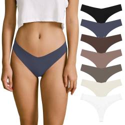 SHARICCA Strings Set Seamless Tangas Damen Nahtlose Unterhosen Sexy Mehrfarbig No Show Seamless Atmungsaktiv Thong Slip 7er-Pack Set (Mehrfarbig-7P10 S) von SHARICCA