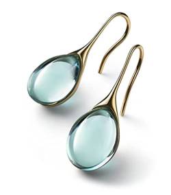 SHARRB Elegante Silberne Aquamarin-Kristall-Geburtsstein-Lange Ohrringe Beliebte Accessoires Ohrringe for Frauen Silber-Ohrringe 1St (Color : E86) von SHARRB