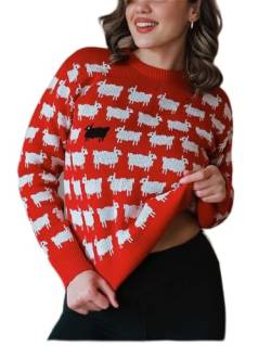 SHAZMEEN Schwarzer Schaf-Pullover für Damen (US, Alpha, XXXL, Regular, Regular) von SHAZMEEN