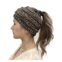 Stirnband Damen Winter Breites Strick-Stirnband, Winter-warmes Ohr, Häkel-Turban, einfarbig, Haarschmuck for Damen, modisches Haarband, Haarbänder (Color : Coffee) von SHBHWS