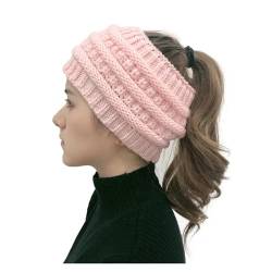 Stirnband Damen Winter Breites Strick-Stirnband, Winter-warmes Ohr, Häkel-Turban, einfarbig, Haarschmuck for Damen, modisches Haarband, Haarbänder (Color : Pink) von SHBHWS