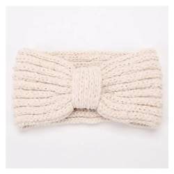 Stirnband Damen Winter Damen Haarband for Herbst und Winter, weich, dick, hochelastisch, warm gestrickt, Stirnband, Schleife, Kopfbedeckung, Zubehör (Color : White) von SHBHWS