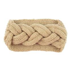 Stirnband Damen Winter Dickes Strick-Stirnband for Damen und Mädchen, Kreuz-Gehörschutz, Kopfbedeckung, Häkel-Stirnband, flach, modisch, warm, Winter-Haar-Accessoires (Color : A-camel) von SHBHWS