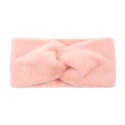 Stirnband Damen Winter Herbst Frauen Kreuz Plüsch Stirnband Weiche Einfarbig Breite Turban Elastische Haar Bands Winter Ohr Wärmer Haarband Headwrap (Color : Pink) von SHBHWS