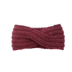 Stirnband Damen Winter Herbst Winter Einfarbig Kreuz Gestrickte Stirnband Frauen Bandana Weiche Warme Wärmer Outdoor Headwrap Dame Haar Zubehör (Color : Red) von SHBHWS