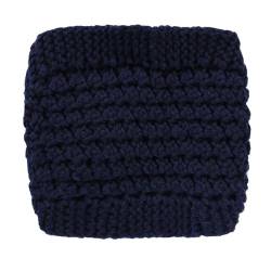 Stirnband Damen Winter Turban-Hut, gewebt, gedrehte Stirnbänder, solide, handgefertigte Strick-elastische Damen-Haarbänder, ohrgeschützt, warmes Winter-Stirnband (Color : Dark Blue) von SHBHWS