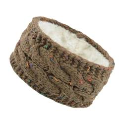 Stirnband Damen Winter Winter Warme Gestrickte Stirnband Twist Breite Elastische Haarbänder Ohr Turban Einfarbig Haar Zubehör for Frauen (Color : Brown) von SHBHWS