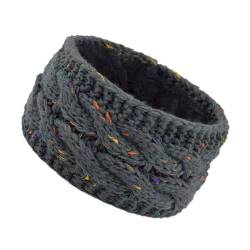 Stirnband Damen Winter Winter Warme Gestrickte Stirnband Twist Breite Elastische Haarbänder Ohr Turban Einfarbig Haar Zubehör for Frauen (Color : Gray) von SHBHWS