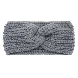 Stirnband Damen Winter Winter Warme Stirnbänder for Frauen Einfarbig Stricken Haar Bands Kreuz Knoten Turban Ohr wärmer Headwrap Haar zubehör (Color : Light Grey) von SHBHWS