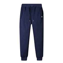 Graue Jogginghose Herren Männer Warme Fleece Jogginghosen Thermo Baumwolle Sherpa Gefütterte Sweathose Herren Jogginghose Baumwolle Winter Arbeitshose Herren Jogginghose Weiß(3-Blue,XXL) von SHE.White