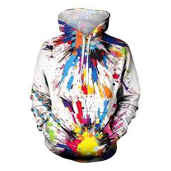 Herren Kapuzenpullover Unisex Oversized Batik Fleece Lange Ärmel Kapuzenpullover Mit Tasche Warm Tie Dye Hoody Sweatshirt Mit Kapuze Sweatshirts & Kapuzenpullover Für Herren(4-Sky Blue,XL) von SHE.White