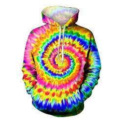 Hoodie Herren Oversize Unisex Oversized Batik Fleece Lange Ärmel Kapuzenpullover Mit Tasche Warm Tie Dye Hoody Sweatshirt Mit Kapuze Pullover Herren Dunkel(5-Orange,M) von SHE.White