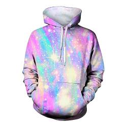 Oversize Hoodie Herren Unisex Oversized Batik Fleece Lange Ärmel Kapuzenpullover Mit Tasche Warm Tie Dye Hoody Sweatshirt Mit Kapuze Pulli Herren(3-Purple,M) von SHE.White