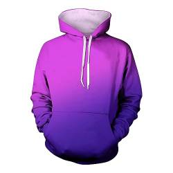 Pullover Herren Schwarz Unisex Oversized Batik Fleece Lange Ärmel Kapuzenpullover Mit Tasche Warm Tie Dye Hoody Sweatshirt Mit Kapuze Pullover Herren(2-Purple,XL) von SHE.White