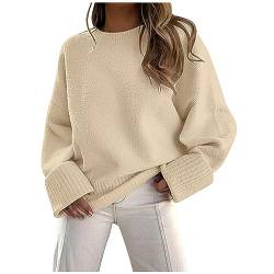 SHE.White Ausgefallene Pullover Pullover & Strickjacken Fã¼r Damen Sport Oberteil Oberteile Damen Herbst Decken Pullover Weihnacht Pullover Pullover Damen Winter Fleecepulli Damen(Beige, L) von SHE.White