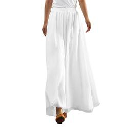 SHE.White Linen Pants Leinenhose Damen Sommer 亚麻长裤女士夏季 1,130 66,717 Baggy Pants Damen Baggy Pants Damen Hose Damen Sommer Weit Cropped Paperbaghose Pantalon Palazzo Femme Weiße Hose Damen(Weiß,L) von SHE.White