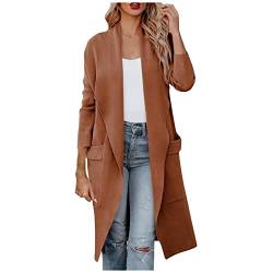 Strickjacke Schurwolle Weihnachtsjacke Mantel Herbst Damen Zip Windbreaker Fellimitat Mantel Winter Damen Sweatshirt Jacke Damen Mantel Rot(Camel, S) von SHE.White